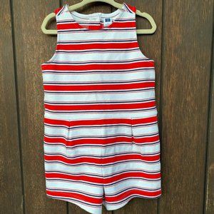 Janie and Jack Striped Romper 3T Red White Blue Toddler